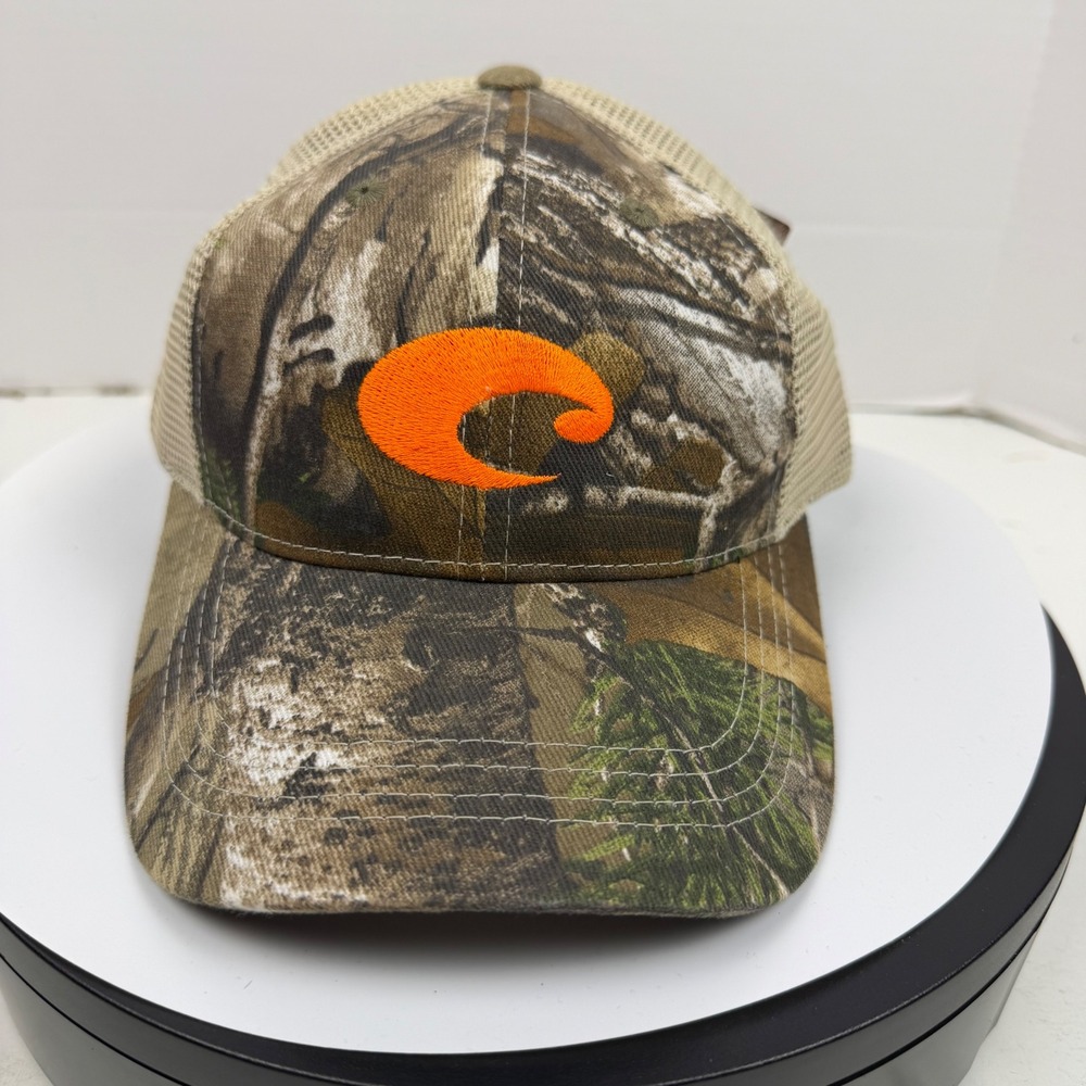 Costa Del Mar Mesh Trucker Hat Realtree Xtra Green Camo Stone Orange Logo 4COR